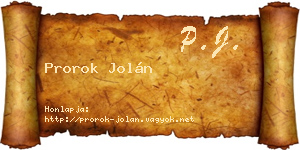 Prorok Jolán névjegykártya