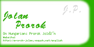 jolan prorok business card